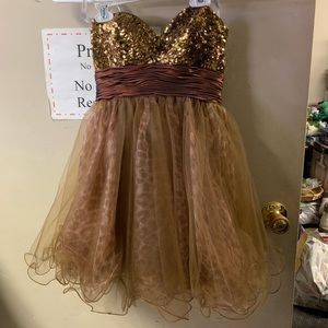 Couture designs by Adagio Bella copper bling tulle party dress
